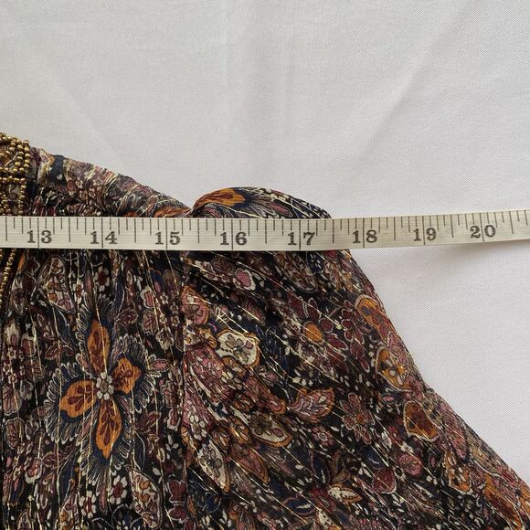 House of Harlow x Revolve Rust Floral Marella Metallic Cropped Blouse Size Small - Picture 14 of 16